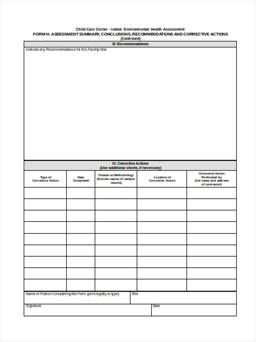 FREE 4+ Sample Child Assessment Forms in MS Word PDF