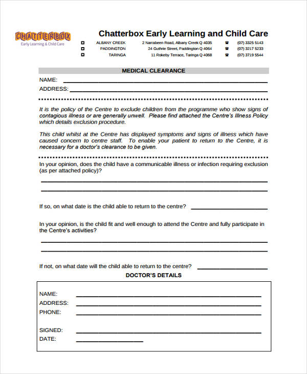 Child Clarification Form.pdf FREE 32+ Clearance Form Samples, PDF, MS Word, Google Docs