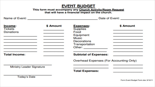 FREE 6  Church Budget Forms in PDF Excel