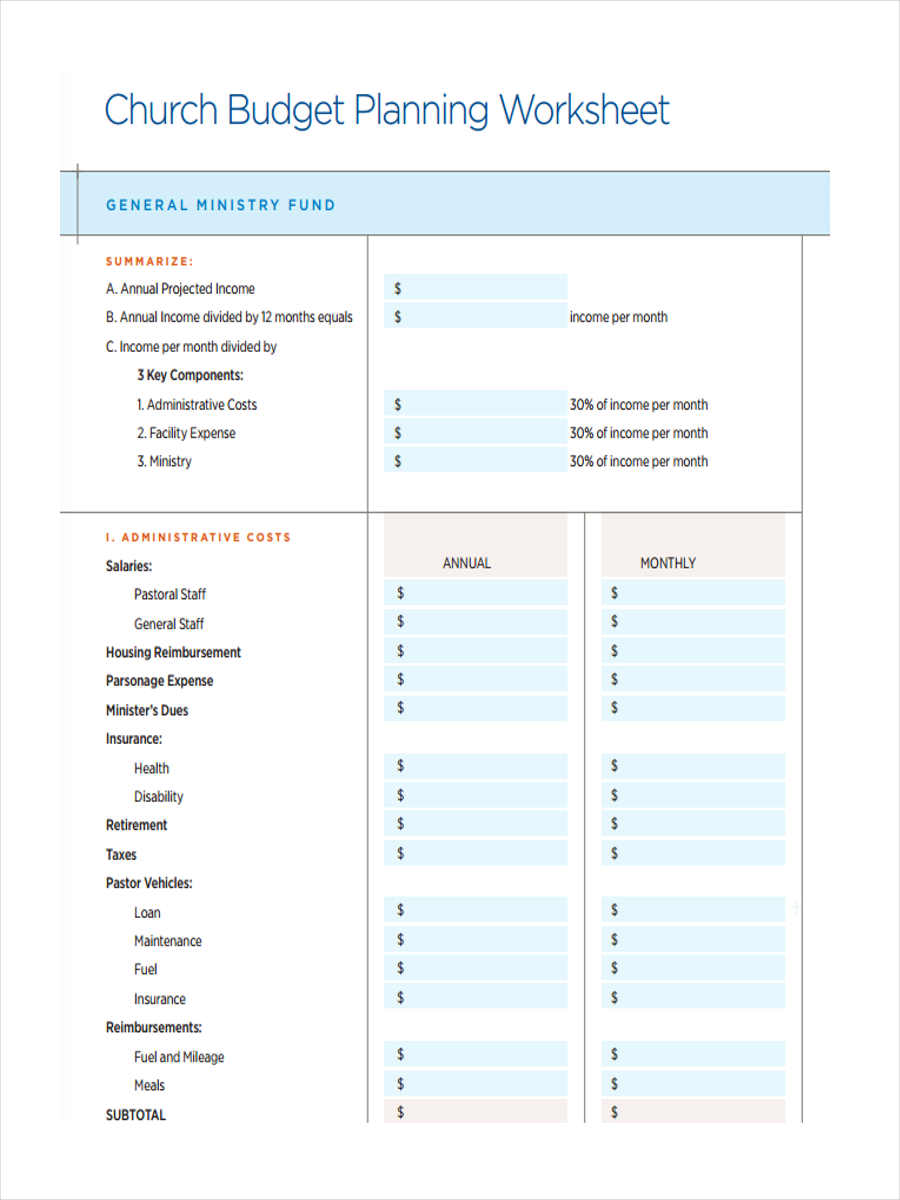 free 6 church budget forms in pdf excel