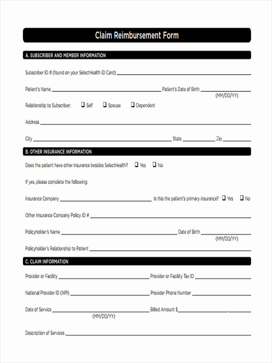 claim reimbursement form in pdf