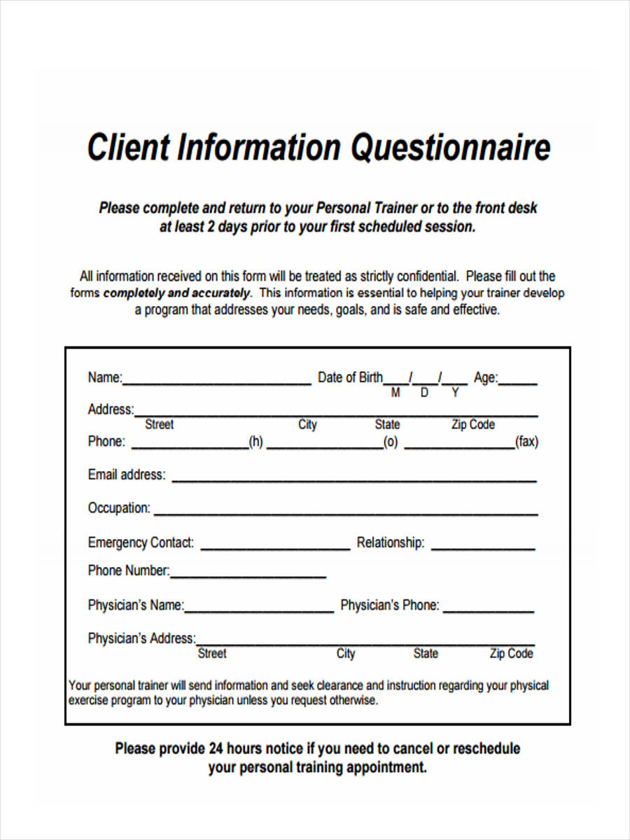 FREE 43 Questionnaire Forms In PDF Ms Word Excel