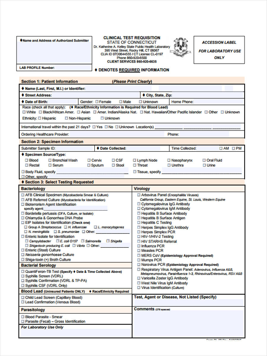 FREE 8+ Test Requisition Forms in PDF