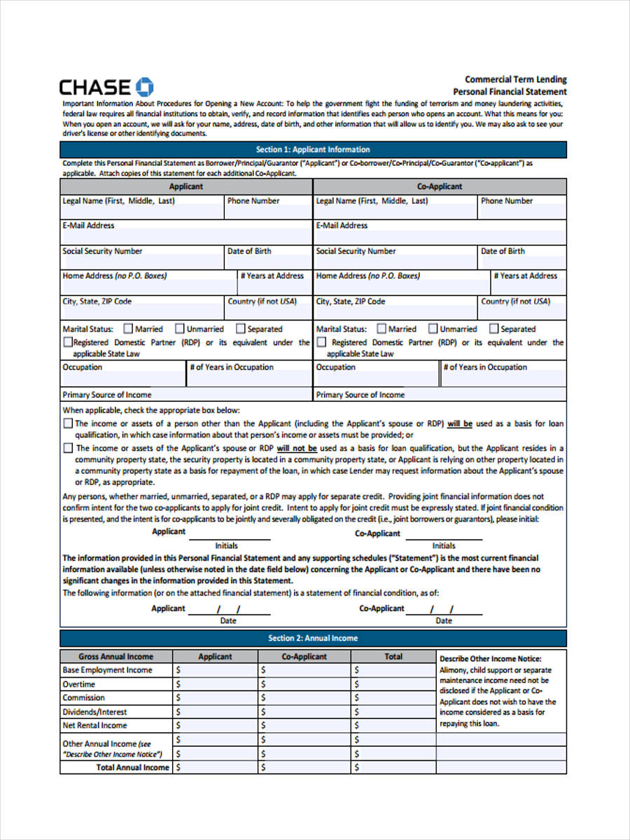 commercial loan personal financial