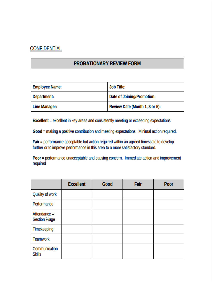 FREE 23+ Probation Review Forms in PDF  Ms Word Pertaining To Probation Meeting Template
