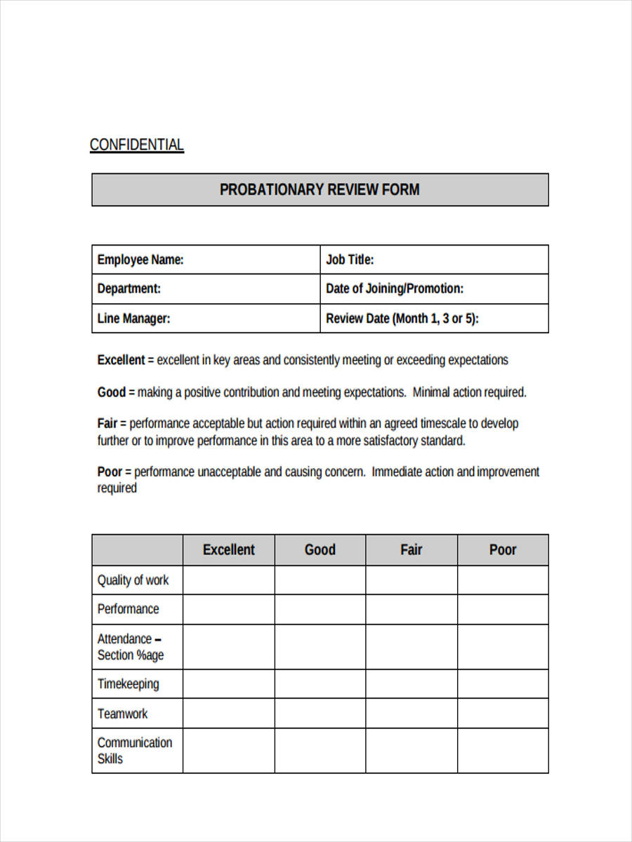 Probation Form Template