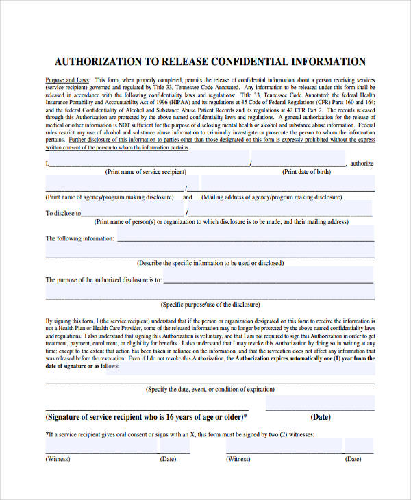 FREE 24 General Release Of Information Forms In PDF Ms Word