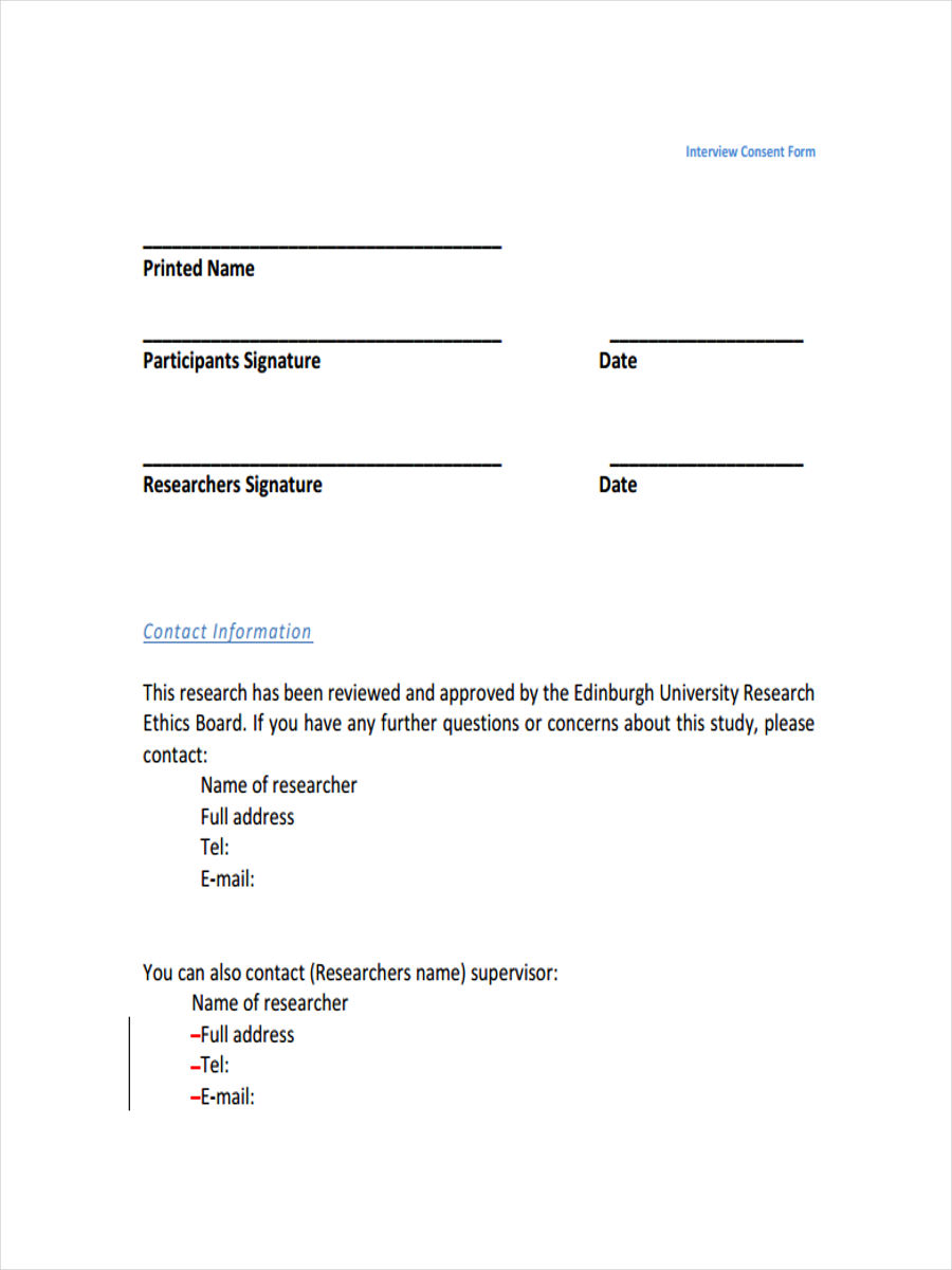 consent letter for research interview