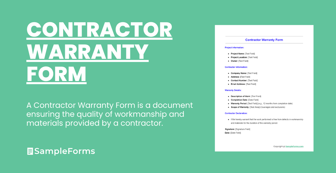contractor warranty form