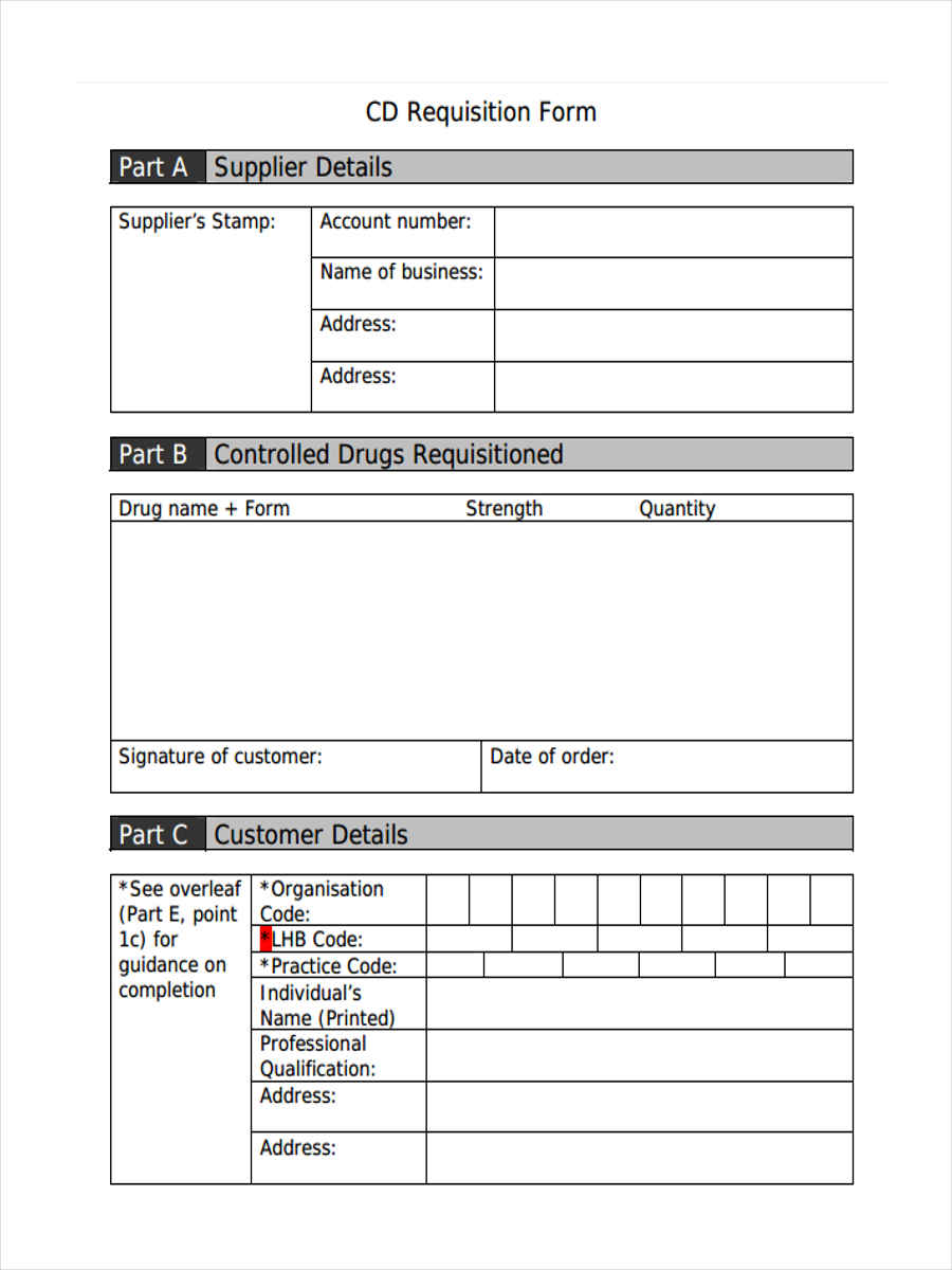 control requisition form