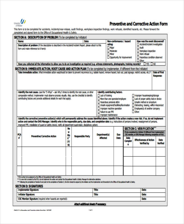 FREE 8+ Preventive Action Forms in PDF | Ms Word | Excel