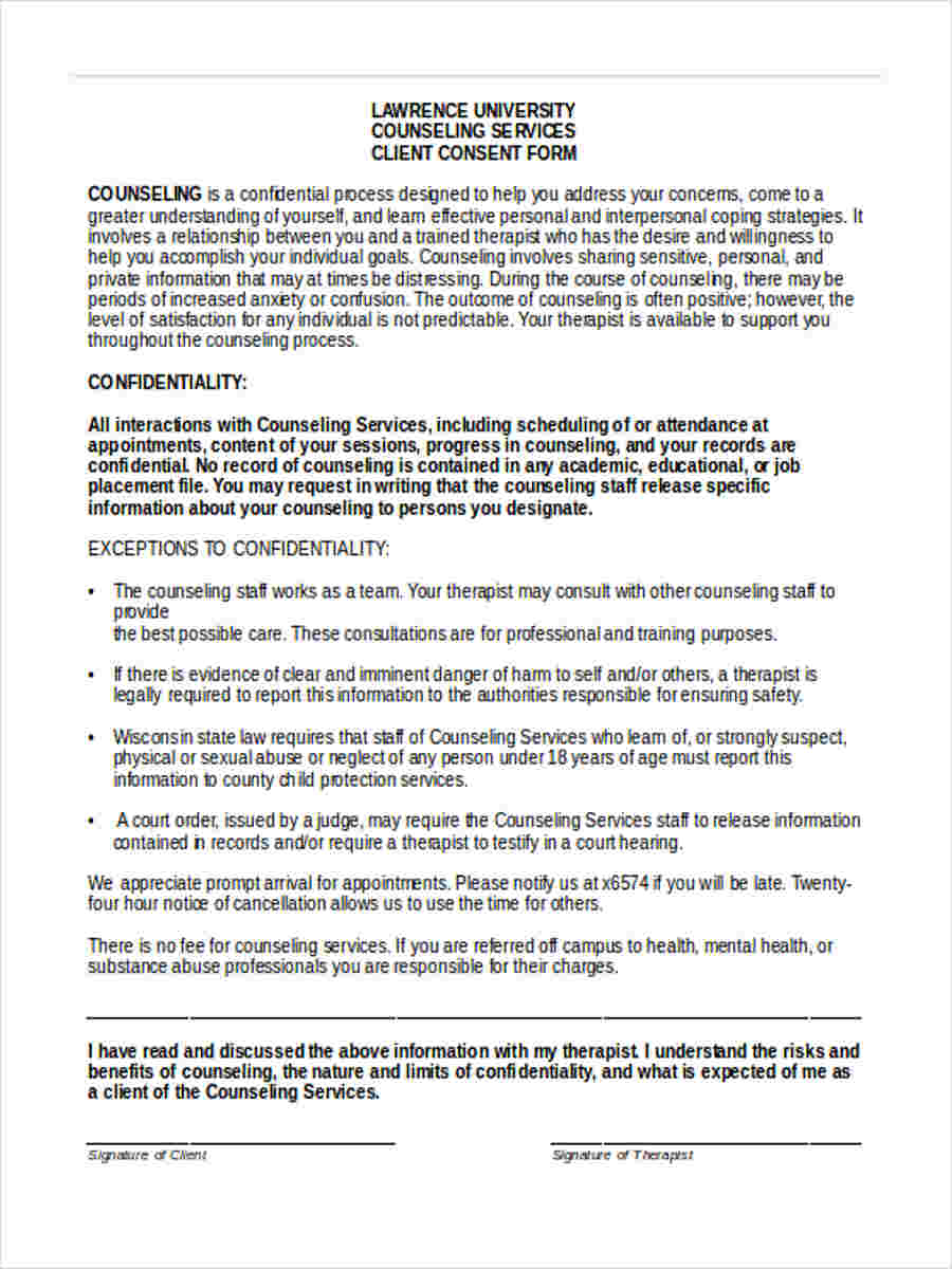 Therapy Informed Consent Form Template