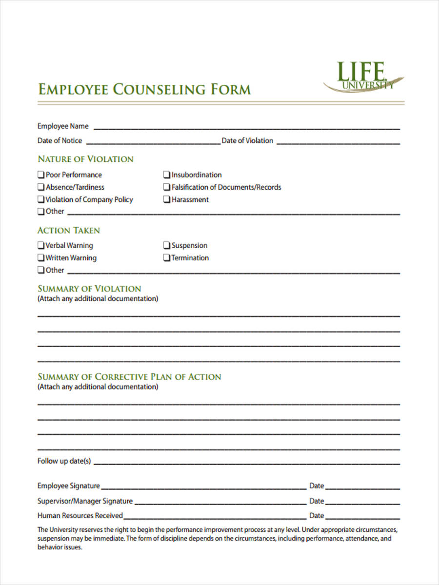counseling forms