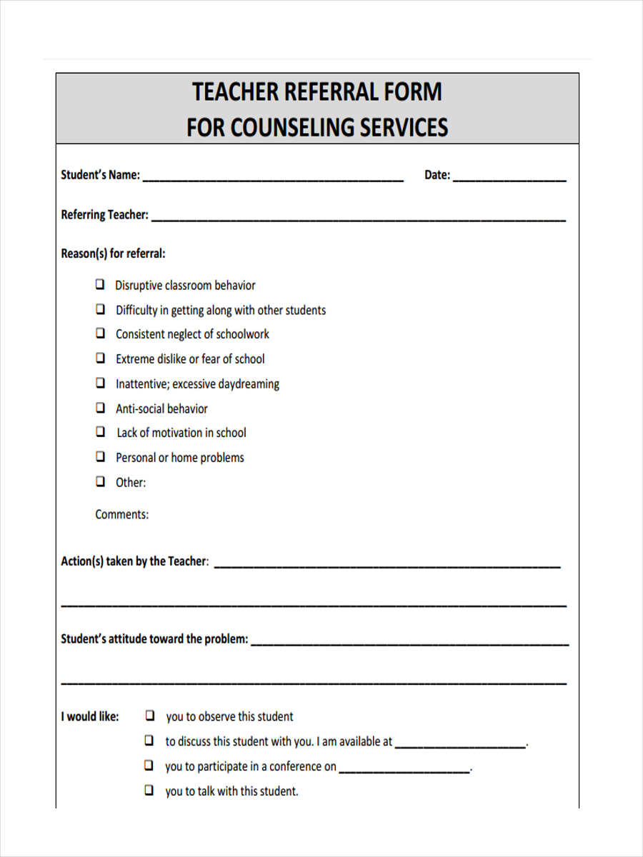 counseling teacher referral