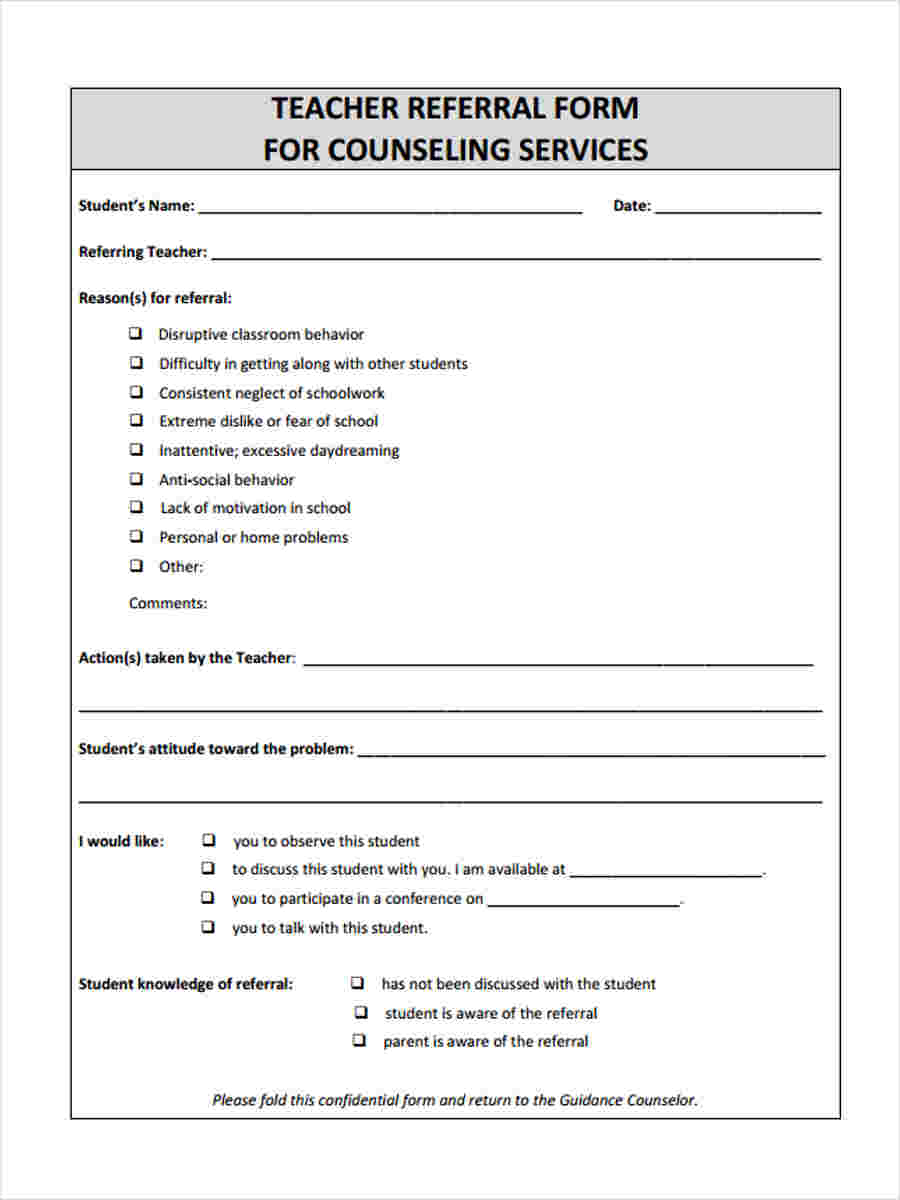 Free 8 Counseling Referral Forms In Ms Word Pdf 4048