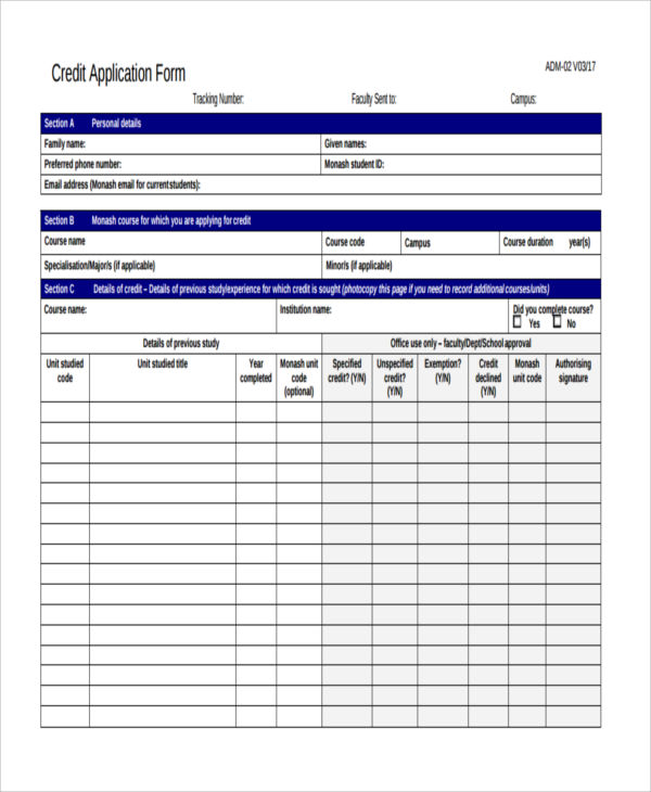 FREE 6+ Credit Accounting Forms in PDF