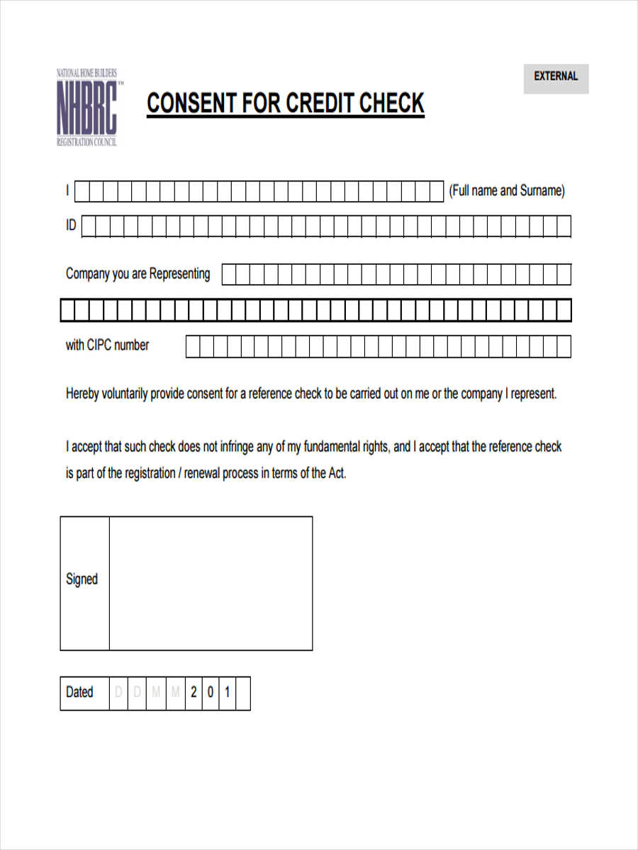 credit check consent form