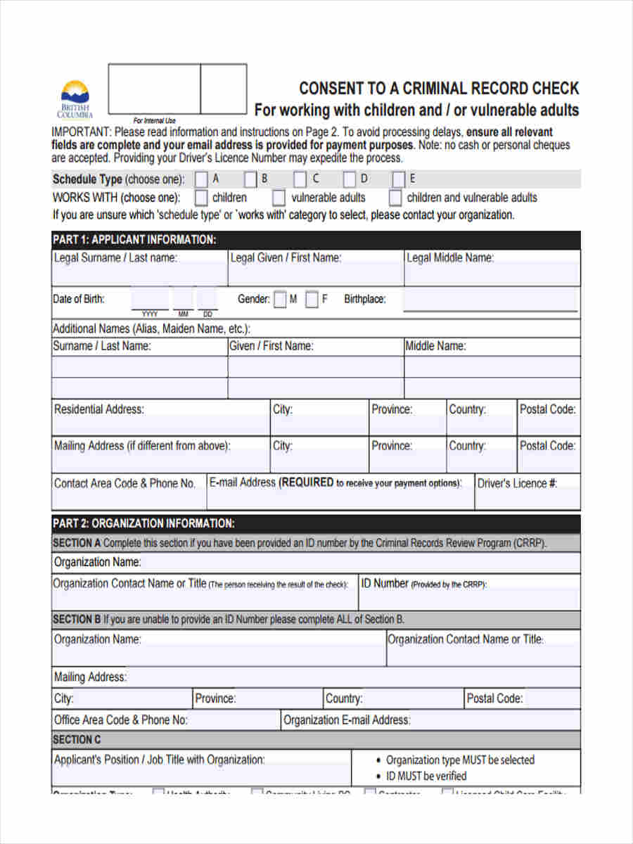 criminal record form