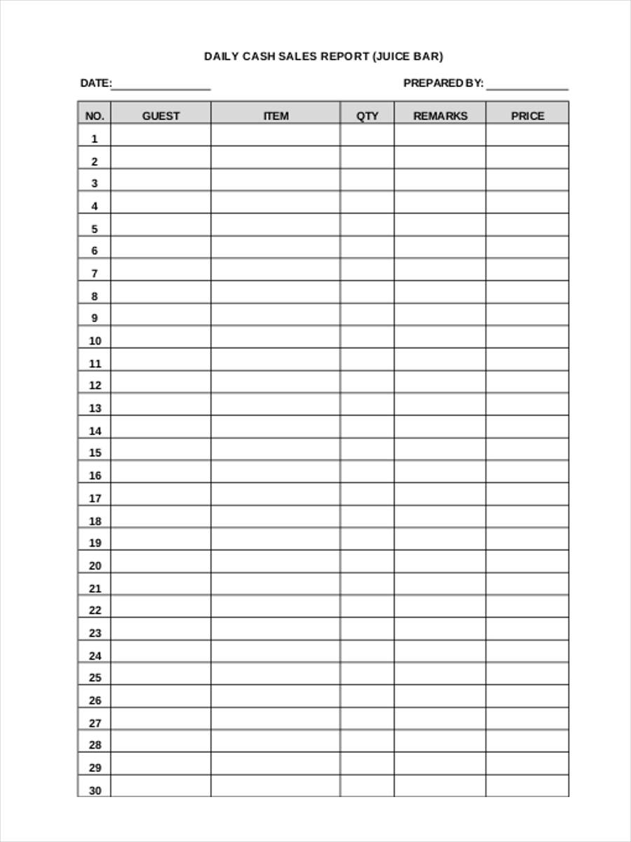 Daily Sales Report Template Excel Free 7508