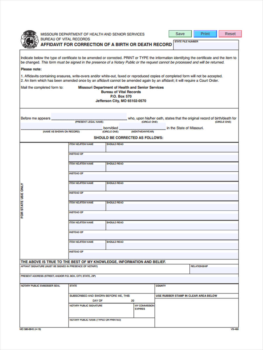 FREE 8+ Correction Affidavit Forms in MS Word | PDF