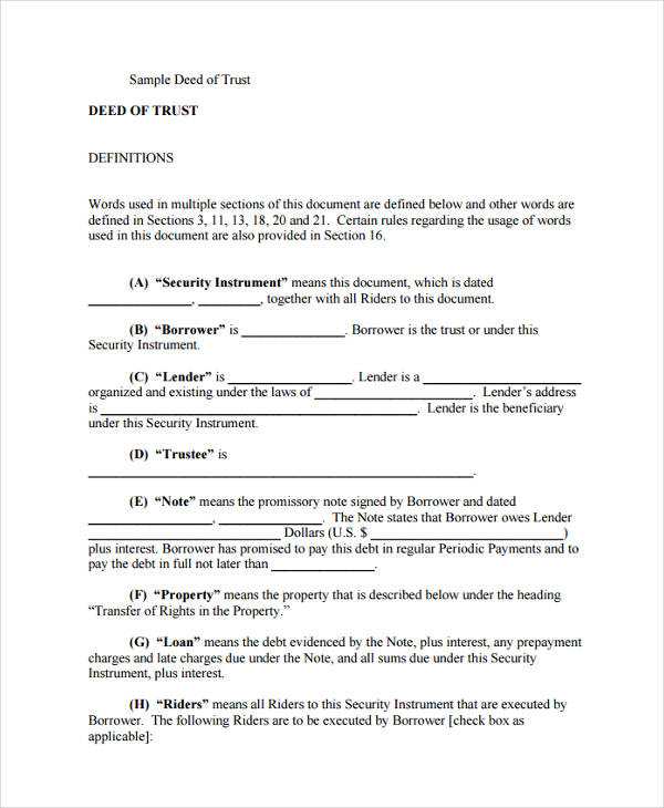 deed of trust form