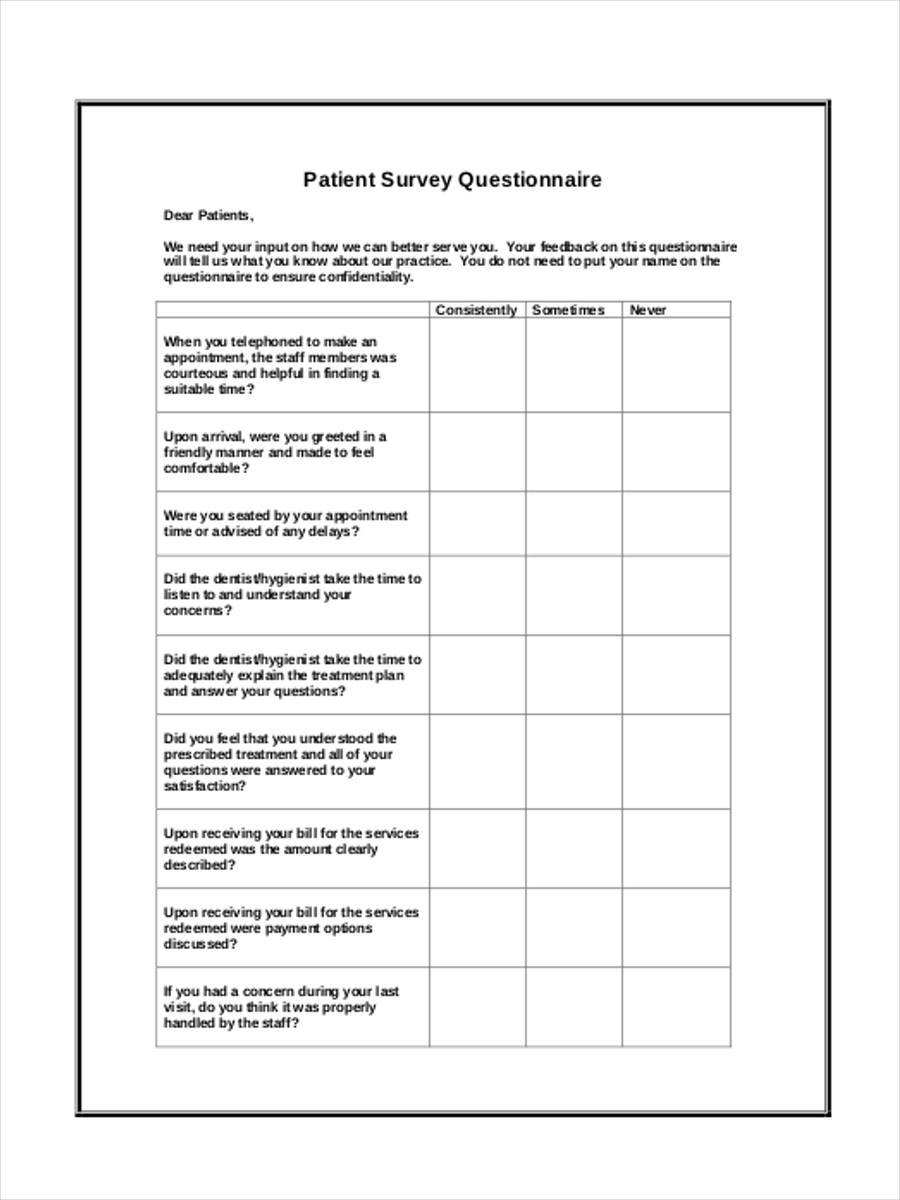 FREE 7+ Patient Satisfaction Questionnaire Forms in PDF Ms Word