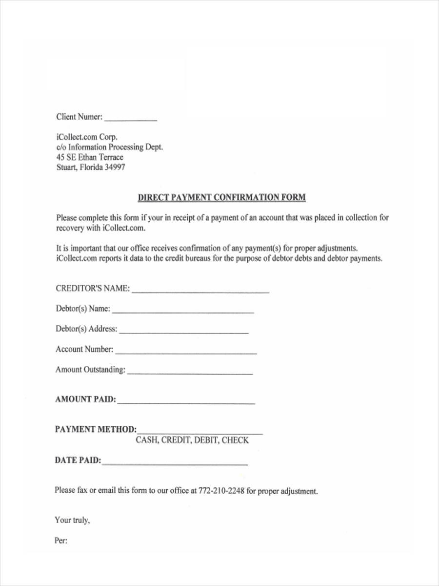 word form direct debit PDF  8 Confirmation Free  Forms in Documents Payment  Word,