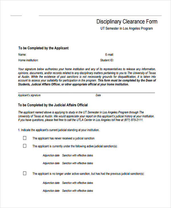 Free 32 Clearance Form Examples In Pdf Ms Word