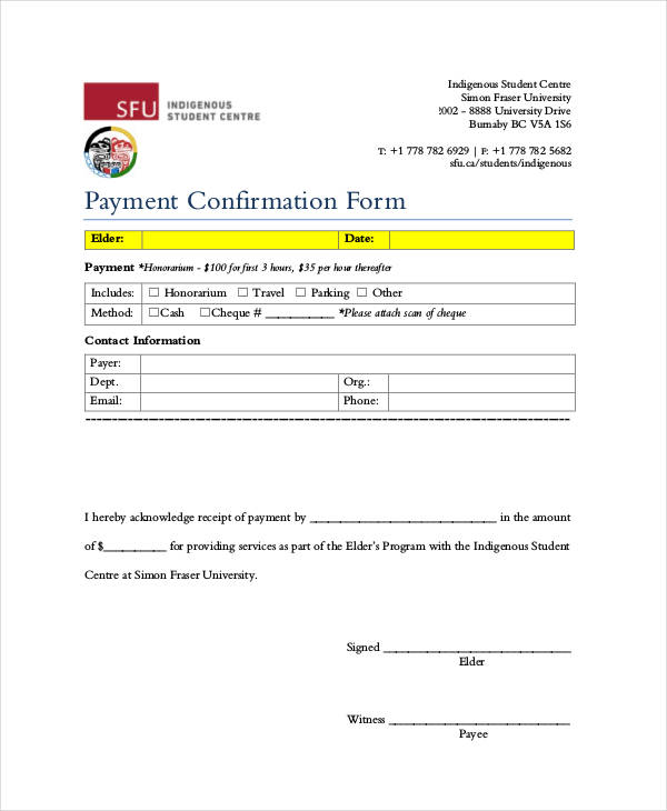 elder payment confirmation