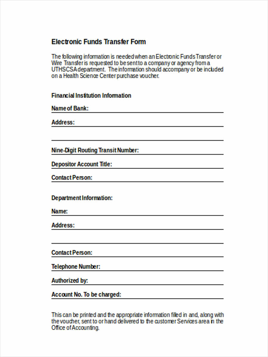 FREE 9+ Sample Fund Transfer Forms in MS Word PDF Excel