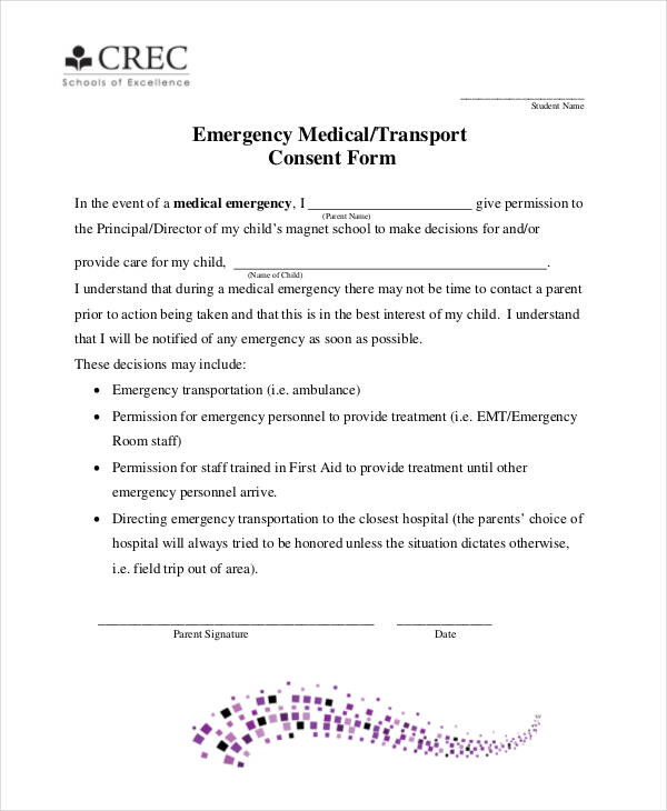 emergency transport consent