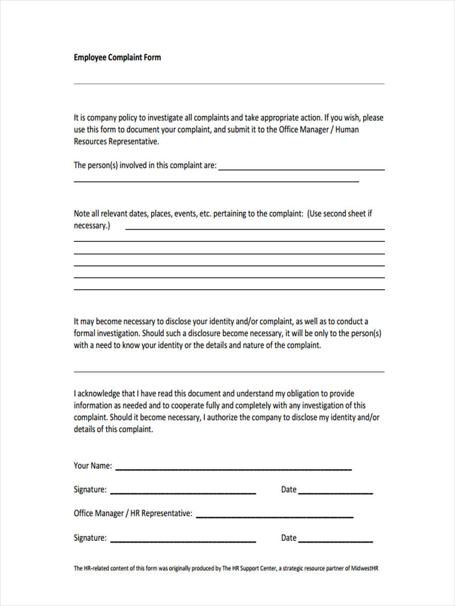 FREE 22+ Complaint Investigation Forms in PDF  Ms Word Regarding Hr Investigation Report Template