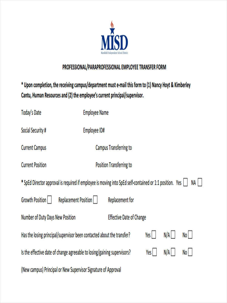 FREE 38+ Transfer Forms in PDF | Ms Word | Excel