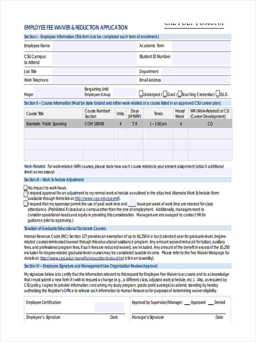 FREE 8  Employee Waiver Forms in PDF Ms Word