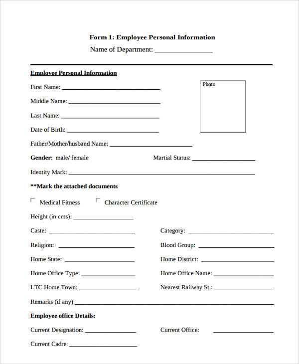 FREE 12+ Personal Information Forms in PDF | Ms Word