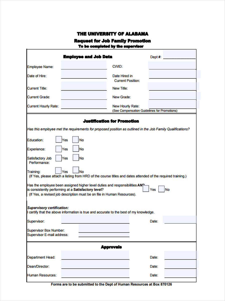 employee promotion form