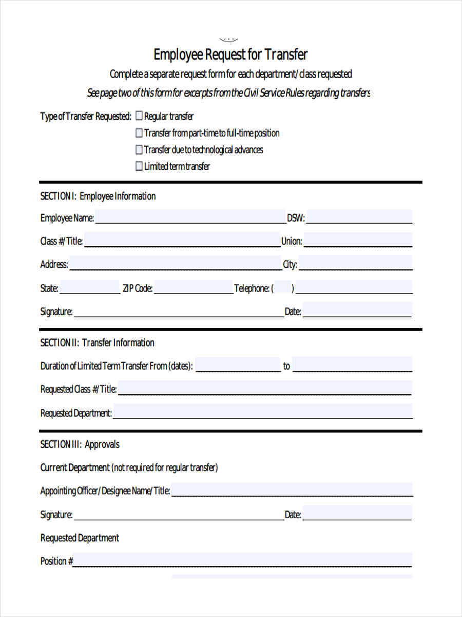 FREE 7+ Employee Transfer Forms in PDF MS Word