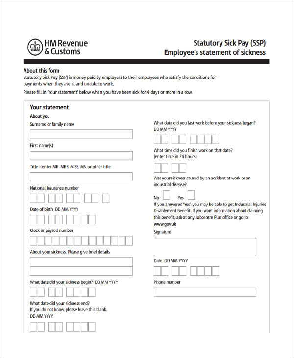 Free 13 employee statement forms in pdf ms word