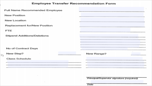 employee transfer form samples free sample example format download