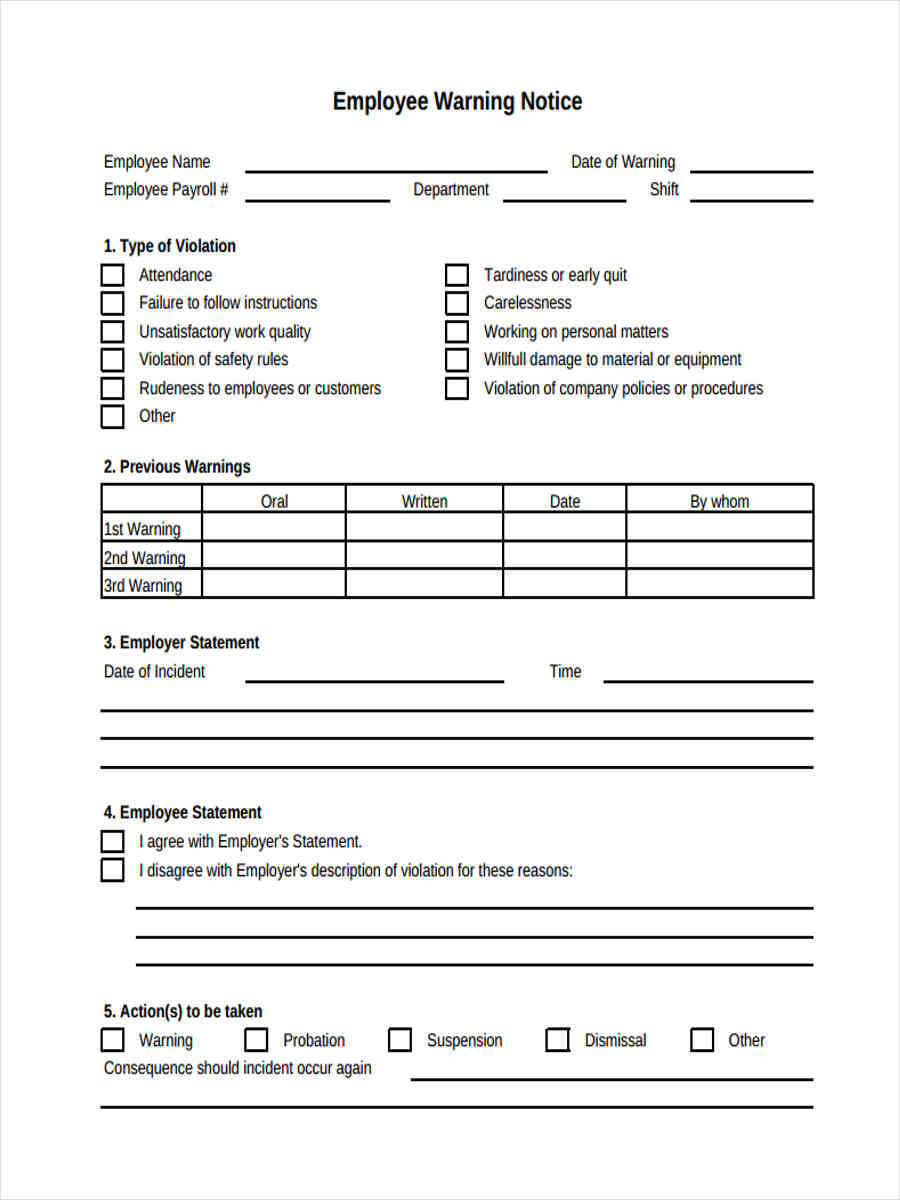 FREE 7+ Sample Warning Notice Forms in MS Word PDF