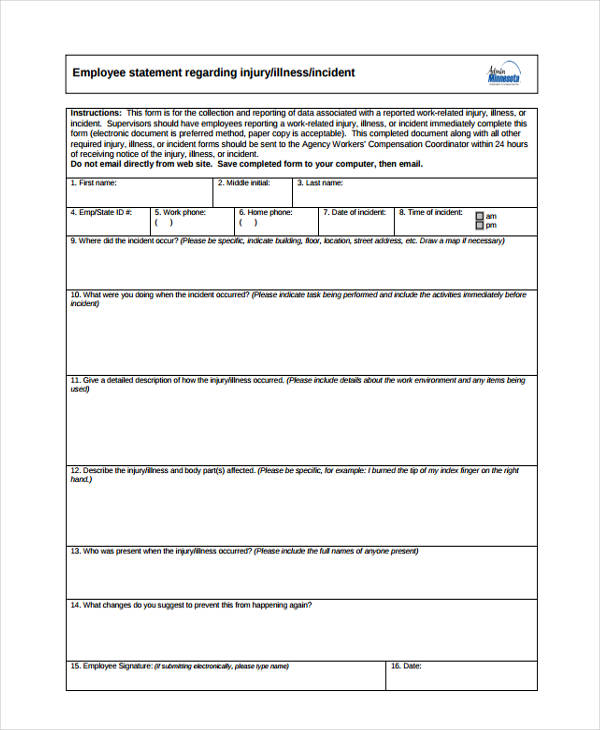 FREE 24+ Employee Statement Forms in PDF Ms Word Excel