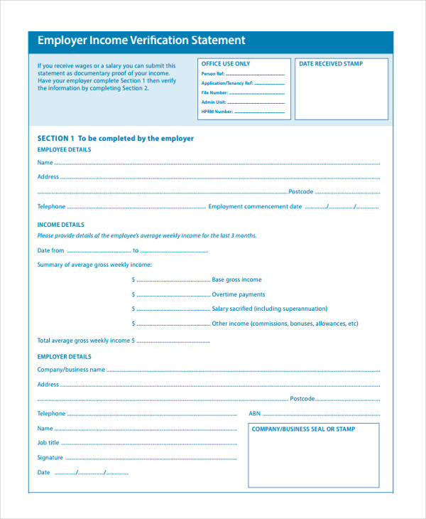 employer income form