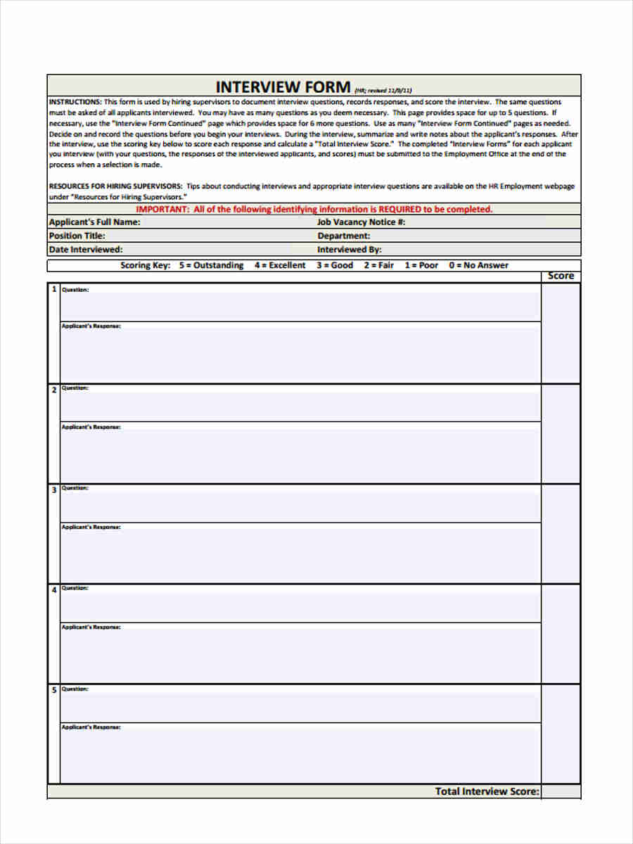 FREE 8+ Interview Questionnaire Forms in PDF | Ms Word