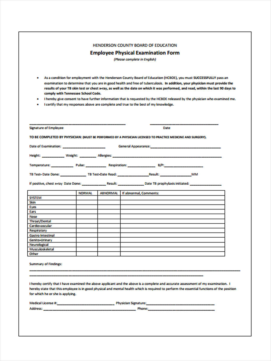 FREE 6+ Physical Examination Forms in PDF