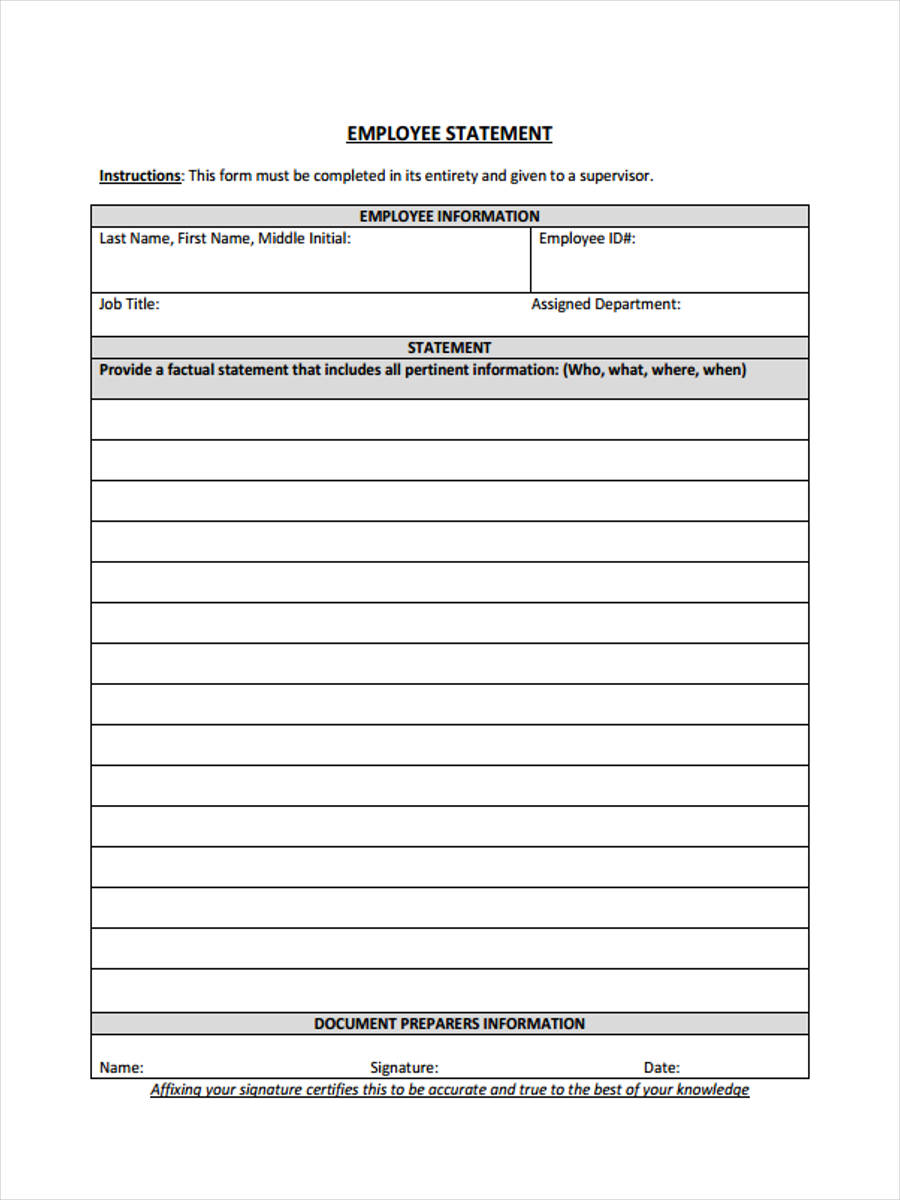 employment statement form