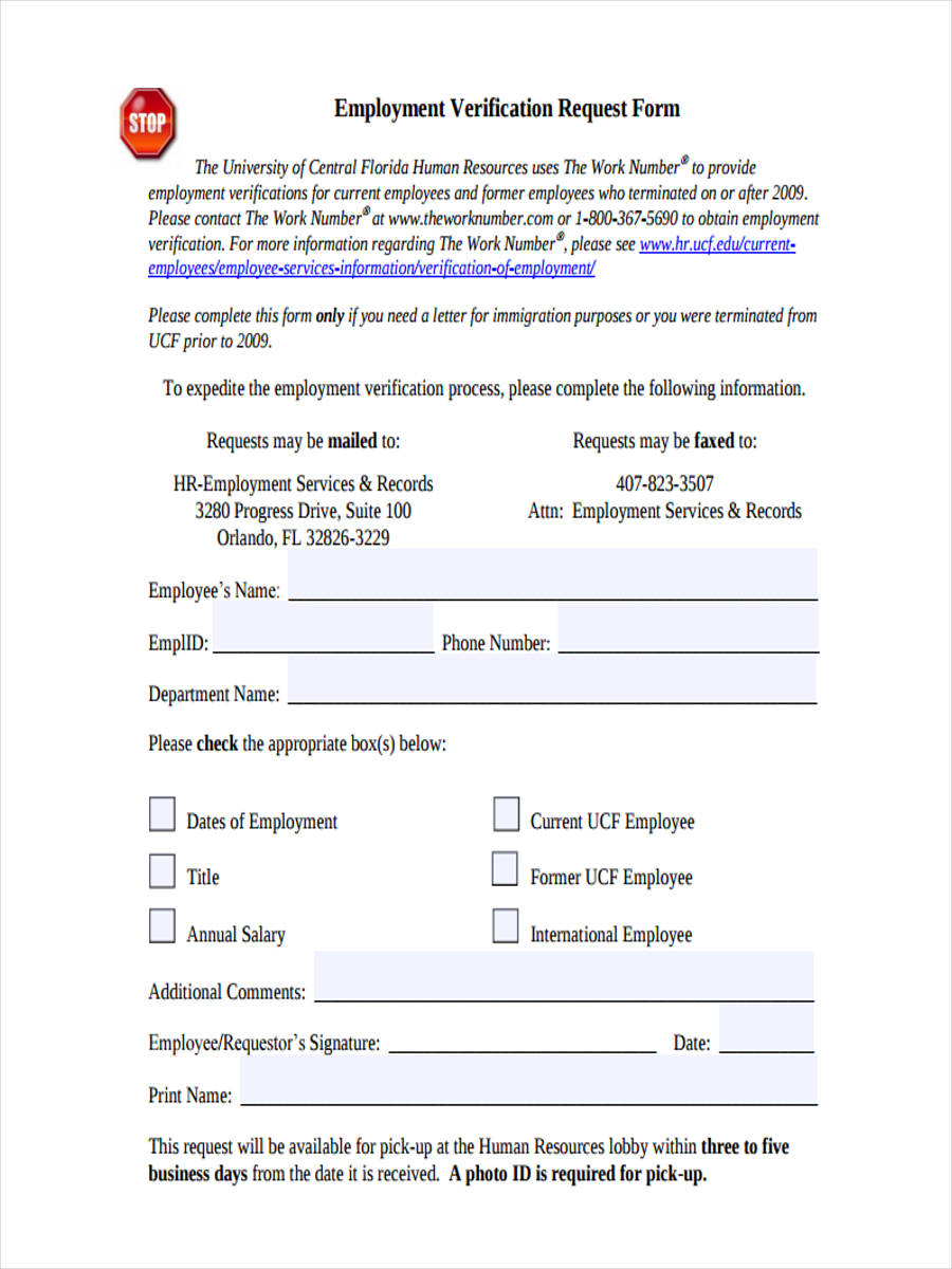 FREE 7+ Employment Verification Request Forms in PDF