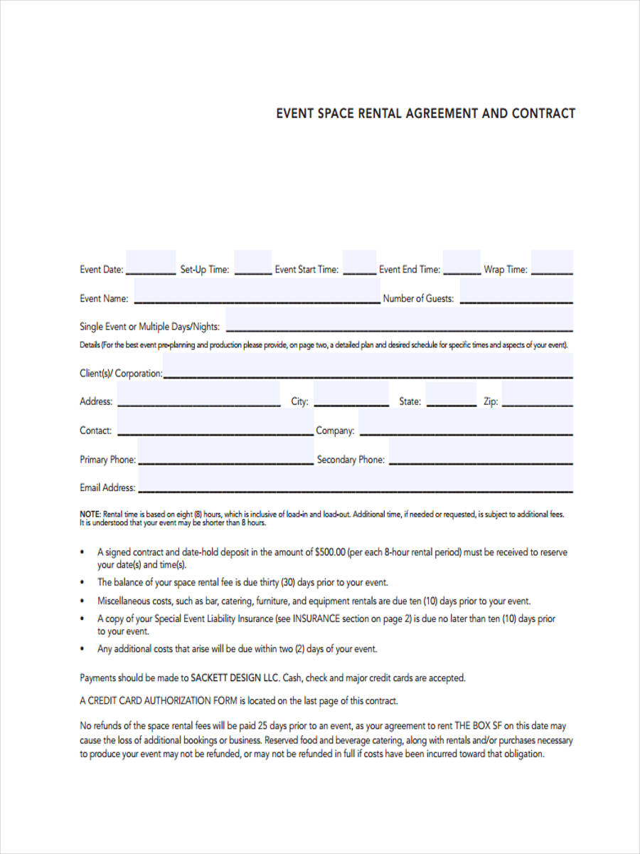 Venue Rental Agreement Template Sfiveband