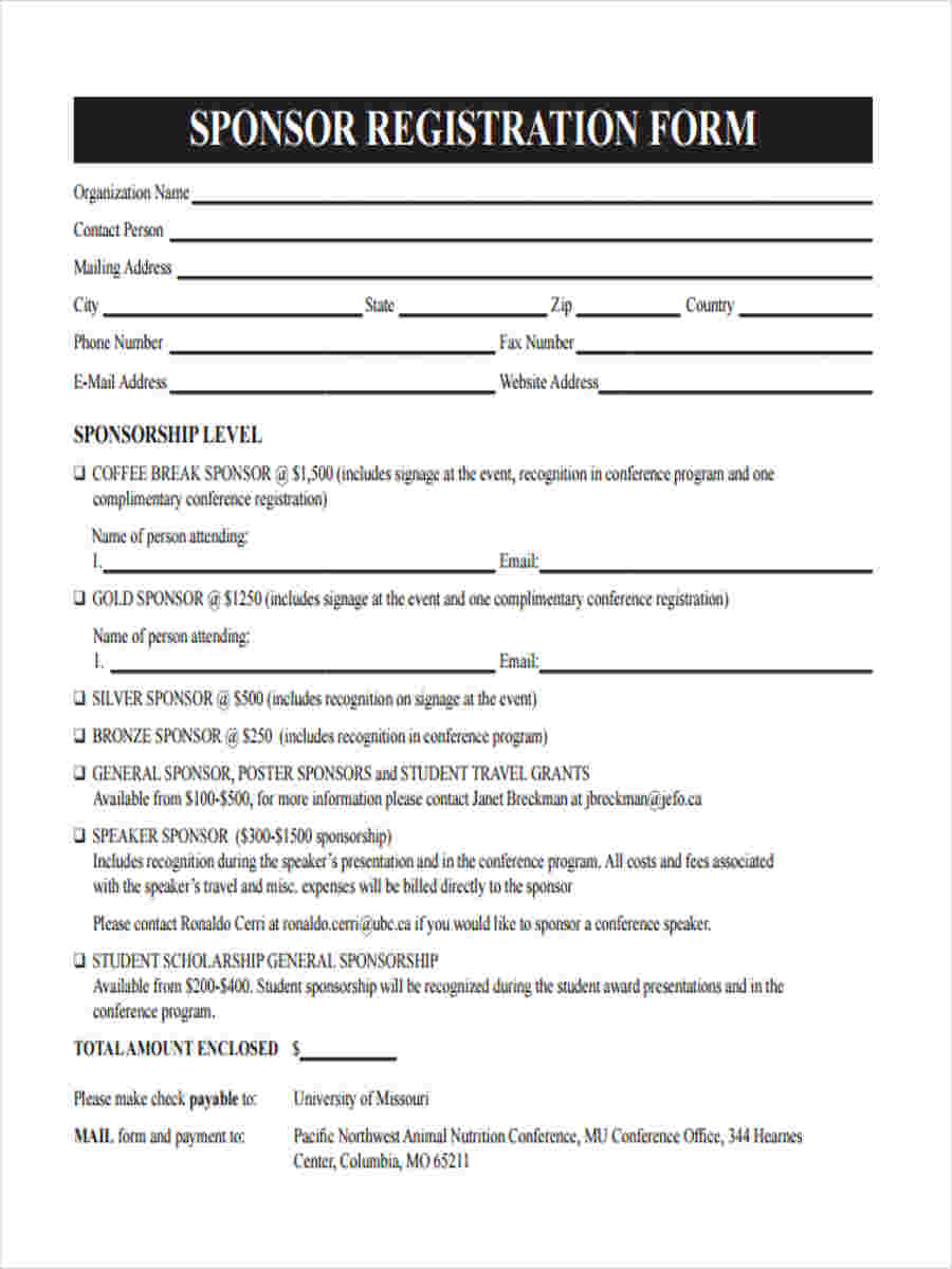 FREE 6+ Sample Event Sponsorship Forms in MS Word PDF