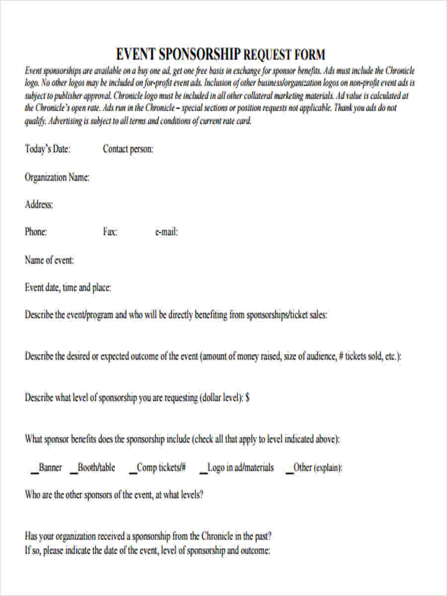FREE 6+ Sample Event Sponsorship Forms in MS Word | PDF