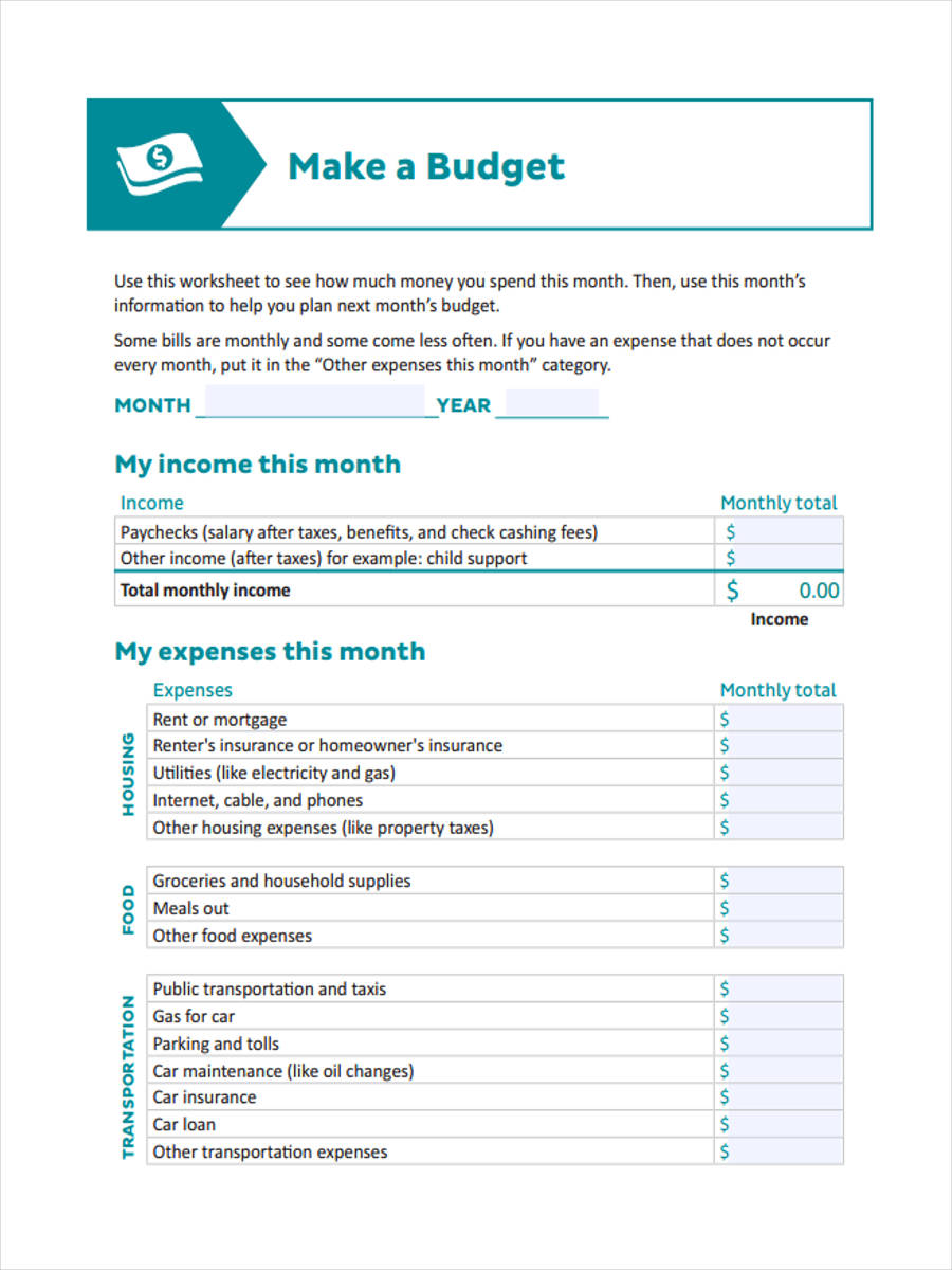 family budget in pdf
